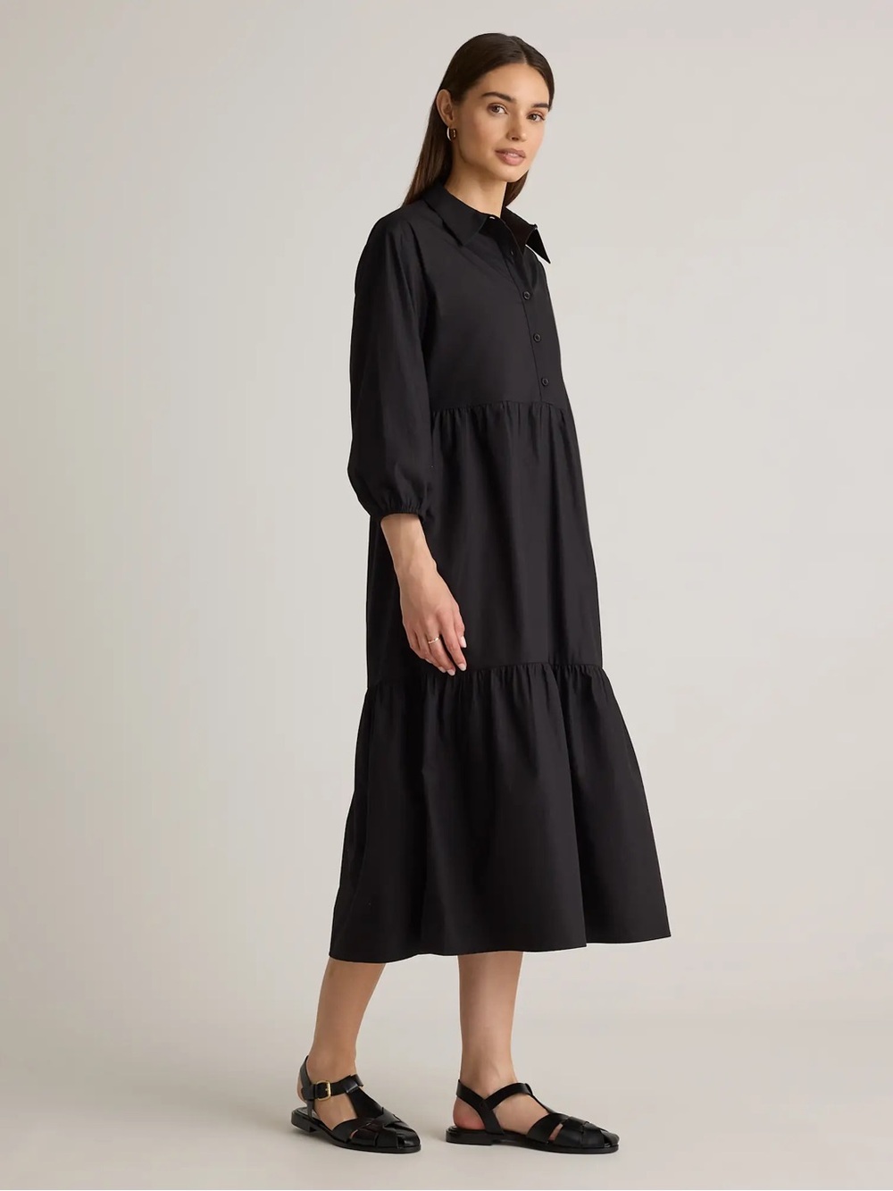 Quince 100% Organic Cotton Poplin Midi Tunic Dress Size L